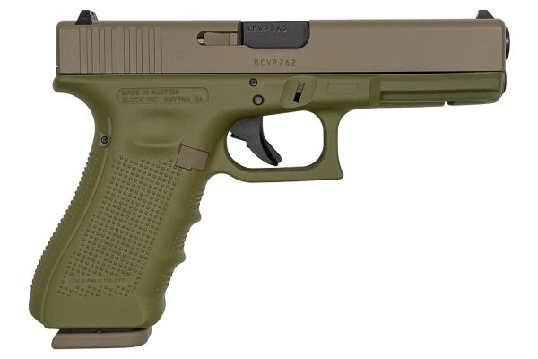 17 Gen4 9mm 17-Round Pistol with Cerakote Bazooka Green / FDE Finish